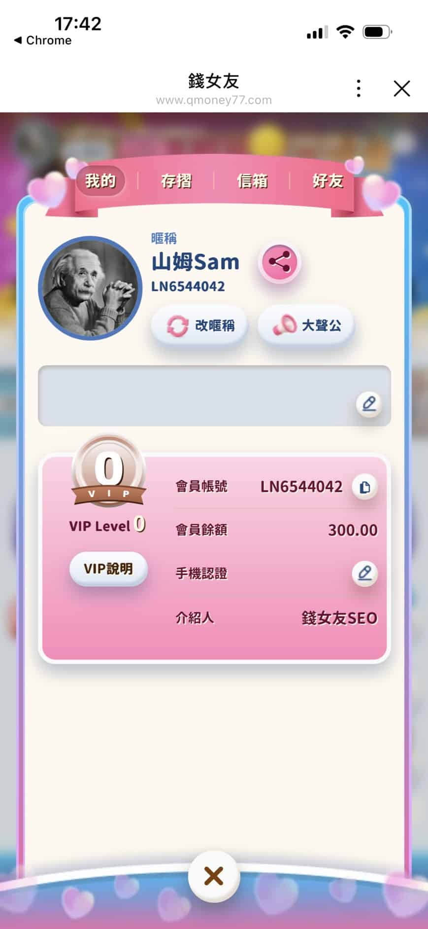 錢女友娛樂城儲值成功明細截圖
